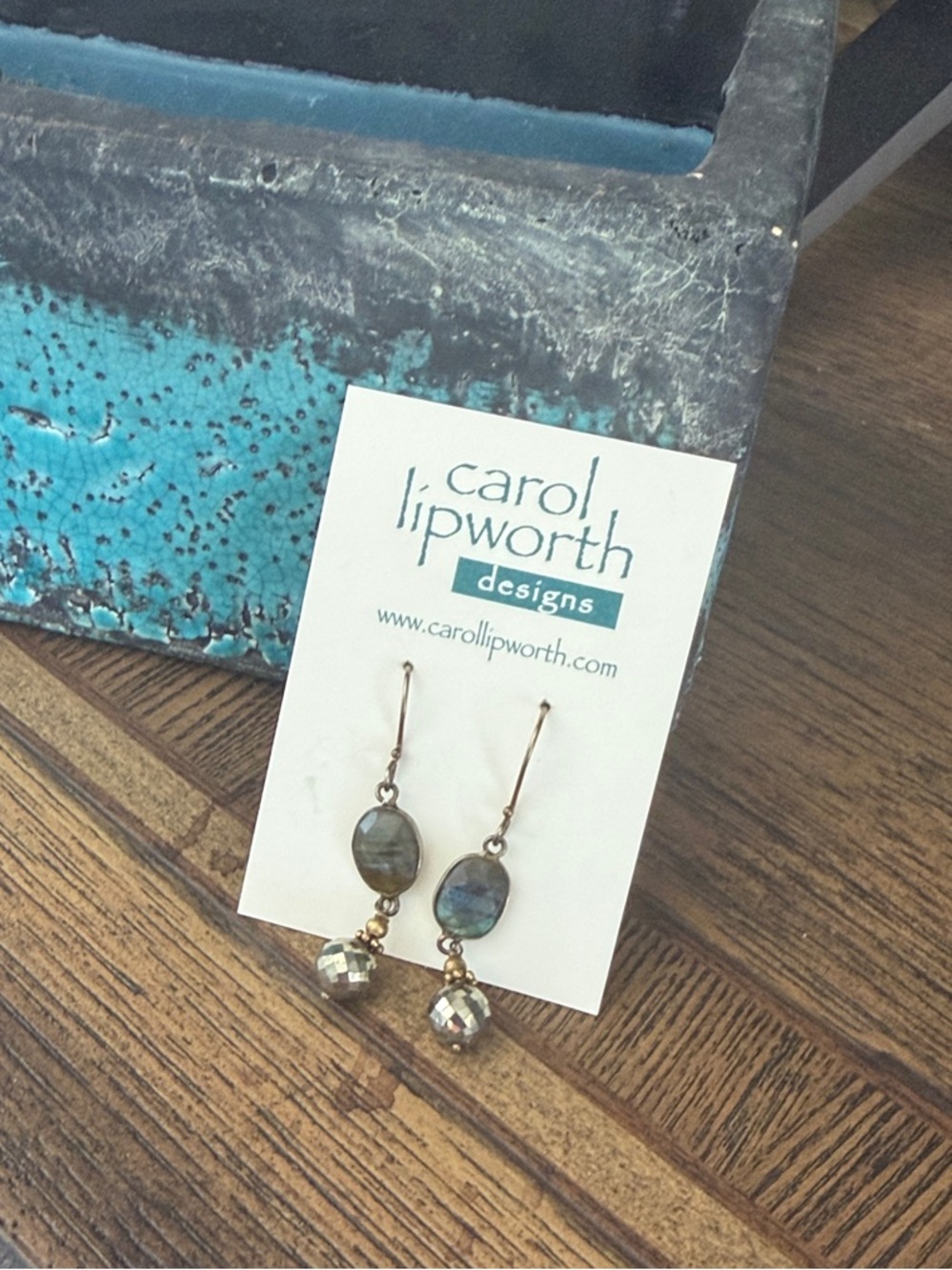 Labradorite and pyrite dangle earrings - gold plate and vermeil